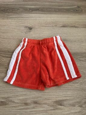 Zara Red Terry Shorts with White Side Stripes